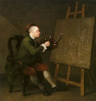 William Hogarth : Self Portrait at the Easel